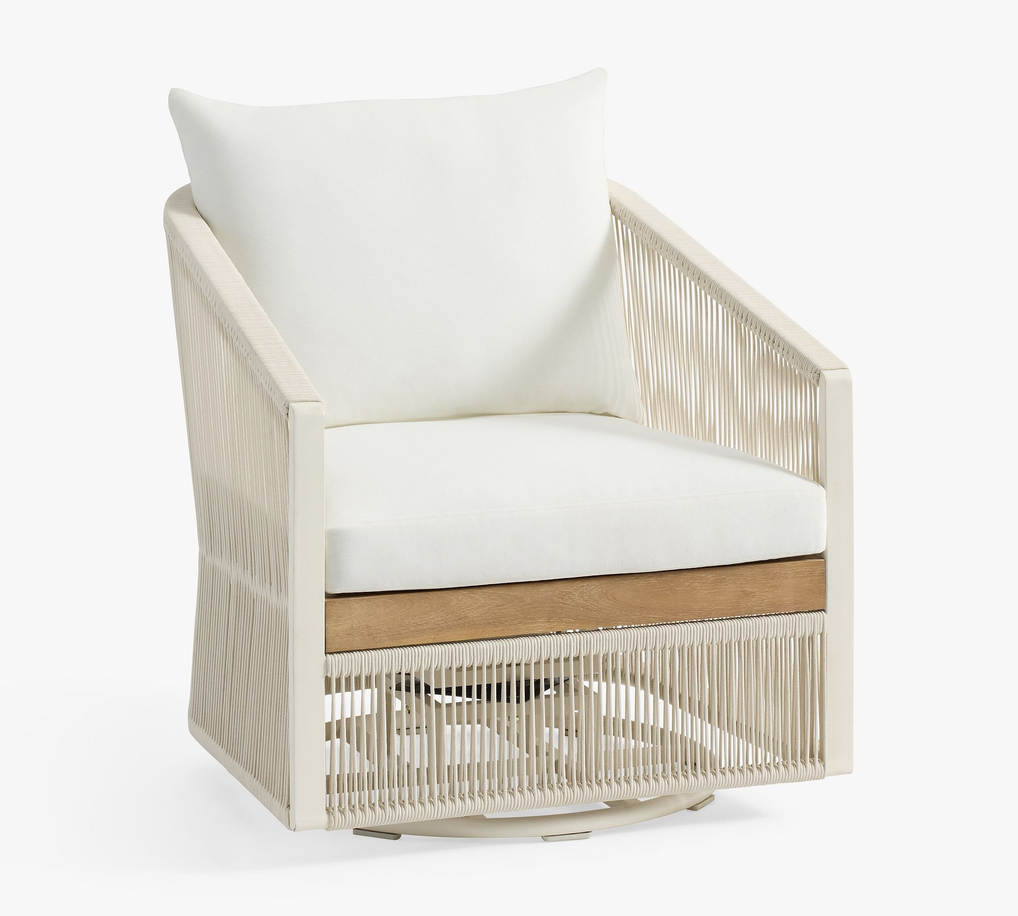 Lakewood Rope Swivel Outdoor Lounge Chair | Pottery Barn (US)