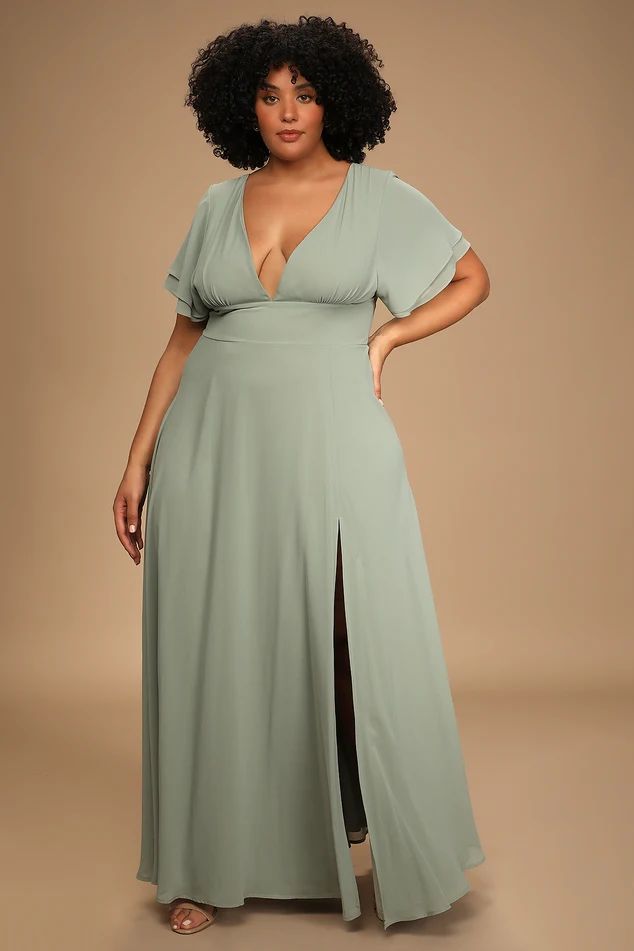 Promise Of Love Sage Brush Flutter Sleeve Maxi Dress | Lulus