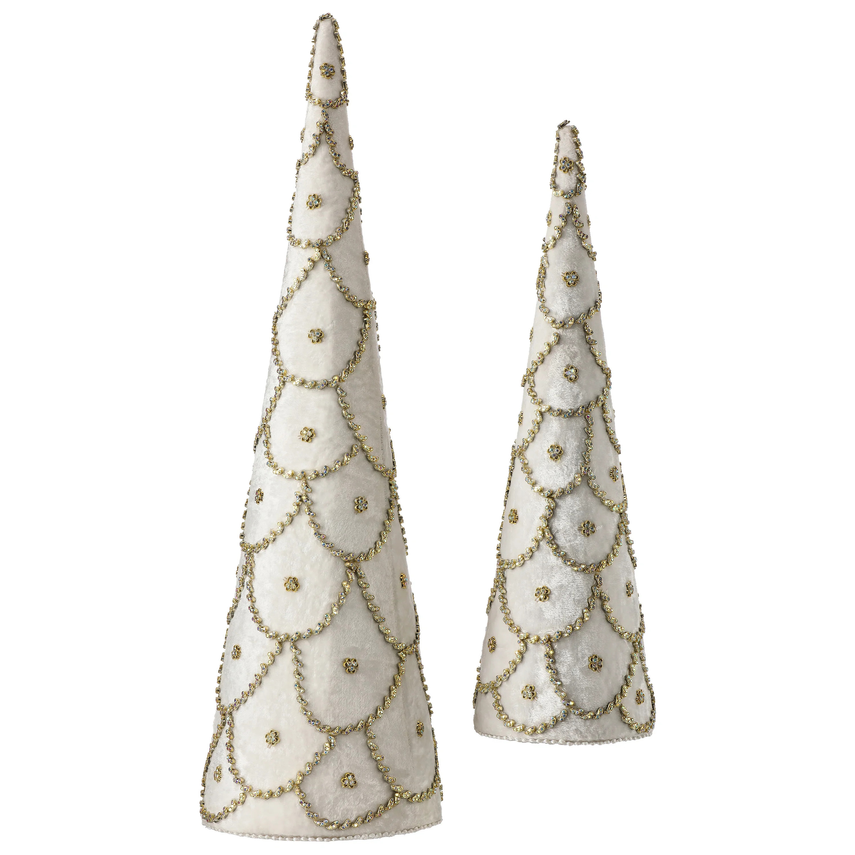 18-24" Jeweled Scalloped Velvet Cone Tree | Birch Lane