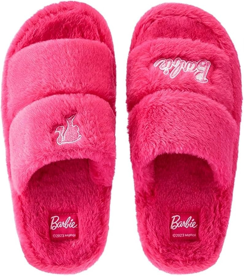 MINISO Fancy Barbie Collection Plush Slippers - Cozy Barbie House Shoes for Girls - Warm Winter B... | Amazon (US)