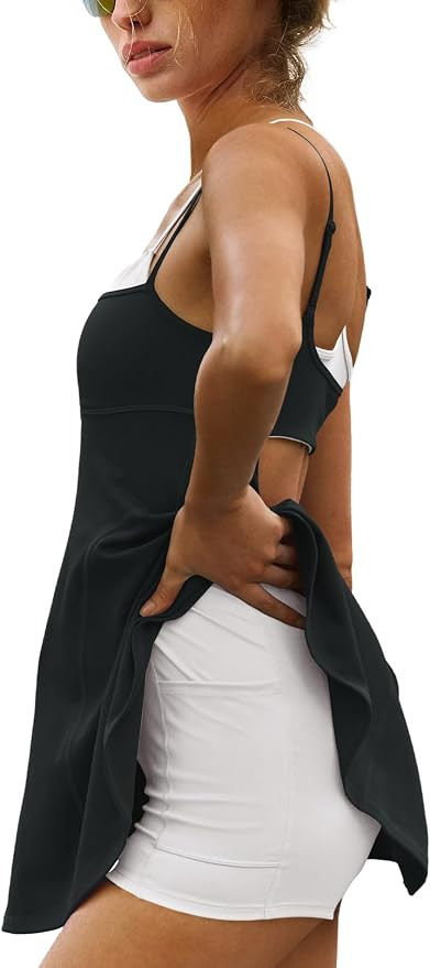 Yanekop Womens Tennis Dress Athletic Dress with Shorts and Bra Golf Outfits Spaghetti Strap Worko... | Amazon (US)