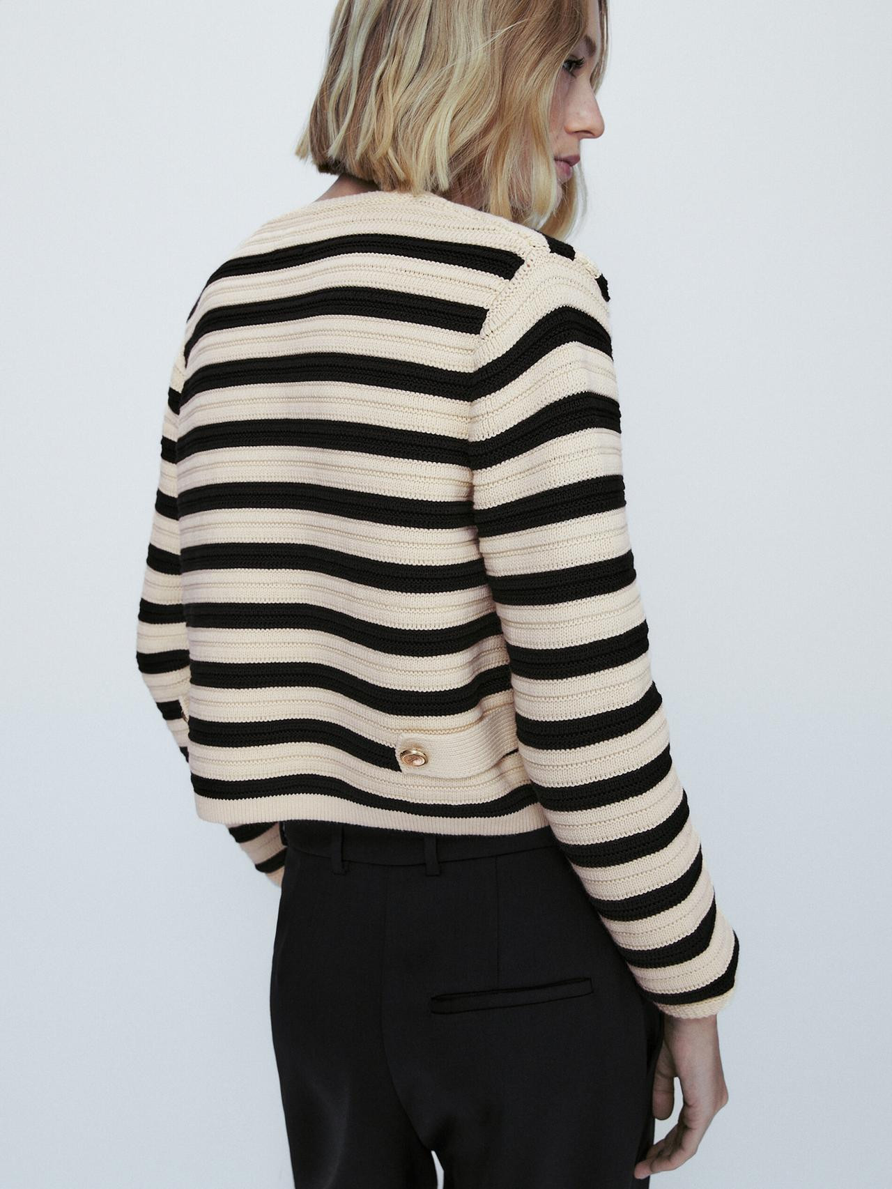 Striped knit cardigan with buttons | Massimo Dutti US