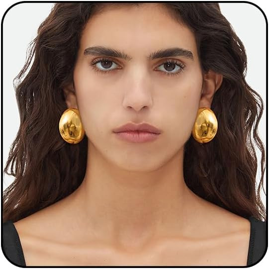 Silver Chunky Gold Earrings for Women Large Earrings Thick Gold Hoop Earrings Big Bold Earrings G... | Amazon (US)