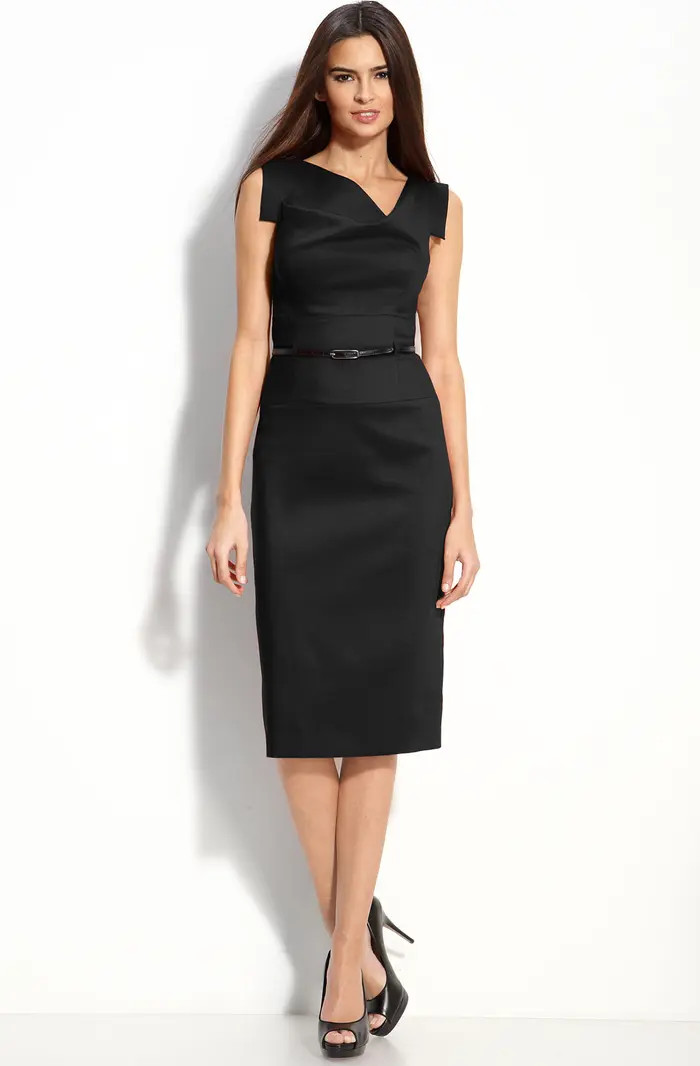 'Jackie' Belted Gabardine Sheath Dress | Nordstrom