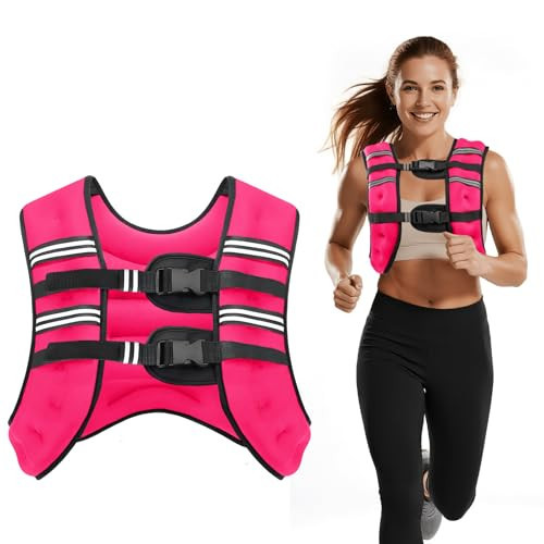 Cavry Weighted Vest, 8lb/12lb/16lb/20lb/25lb/30lb Weight Vest with Two Adjustment Straps for Men Women, Body Weight Vests Adjustable with Reflective Stripe for Strength Training, Running, Training Workout, Jogging, Walking-12LB, PINK | Amazon (US)