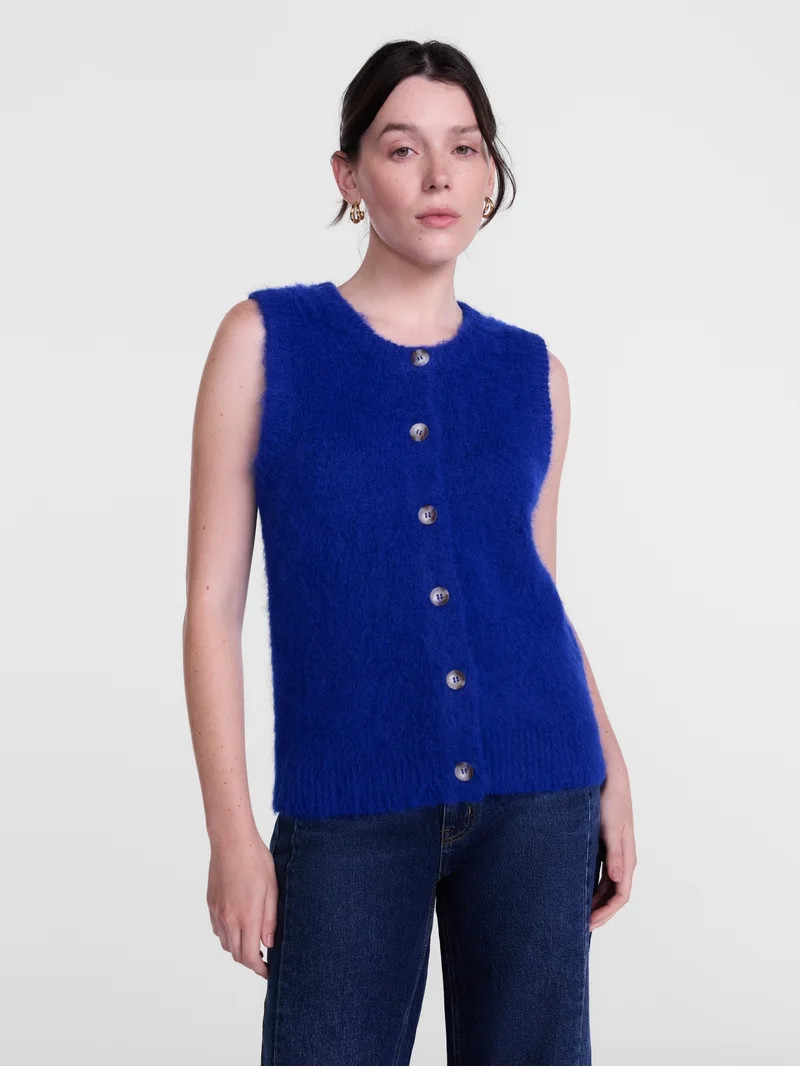 Scenario Women's Button Front Textured Sweater Vest, Lightweight, Sizes XS-XXXL | Walmart (US)