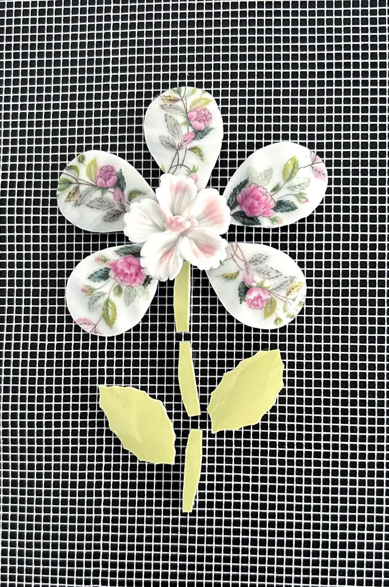 Floral Mosaics, Focal Mosaic Pieces, China Pieces, Hand Cut China Flowers, Broken Dishes, Ceramic... | Etsy (US)