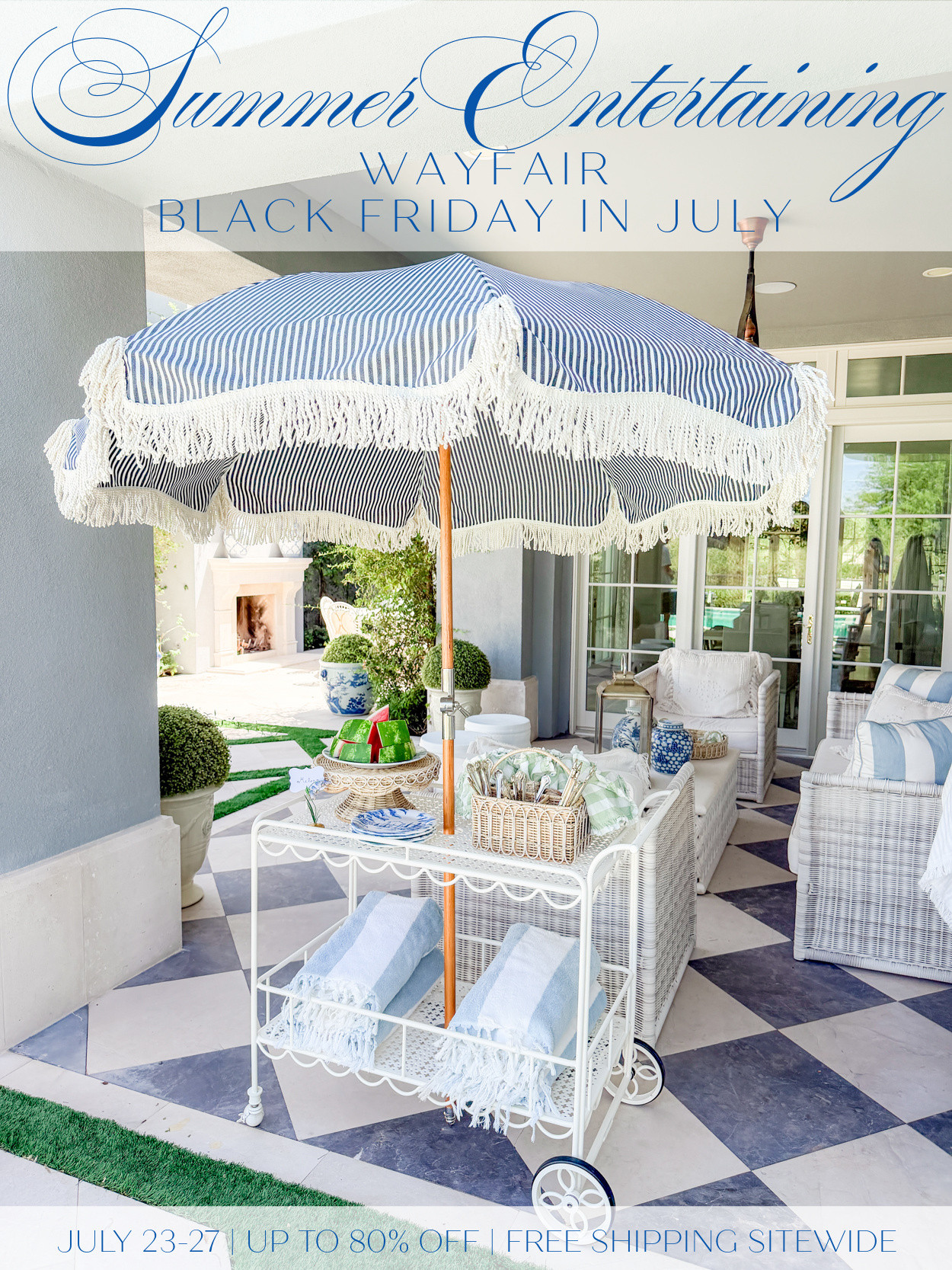 #Ad Refresh your outdoor spaces with @Wayfair during their Black Friday in July when you can save up to 80%, plus enjoy free shipping sitewide, July 23rd-27th! I love this outdoor serving cart and umbrella for serving and dressing up your backyard with European charm! Sharing my exact look and my look for less. #Wayfair #WayfairPartner 
 

 #LTKHome #LTKSaleAlert
