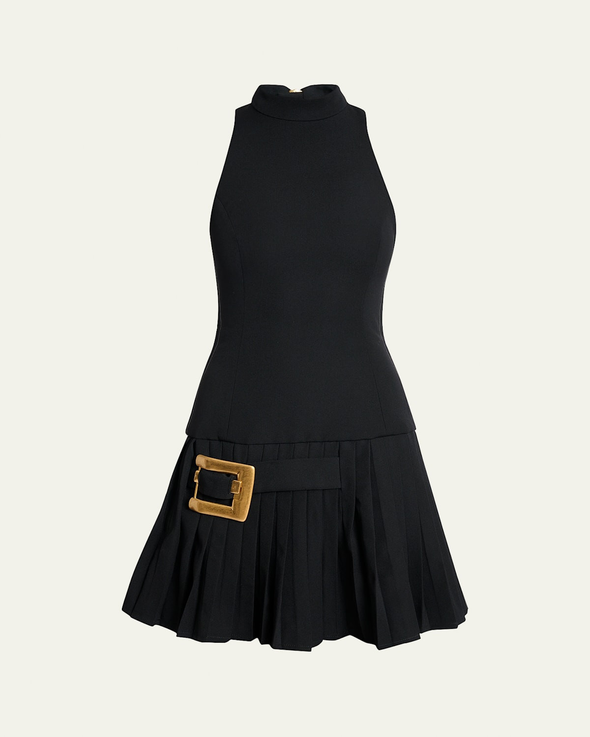 Belted Pleated Halter Mini Dress | Bergdorf Goodman