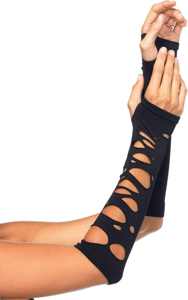 Leg Avenue Women's Distressed Glove Arm Warmers Costume Accessory, O/S, Black | Amazon (US)