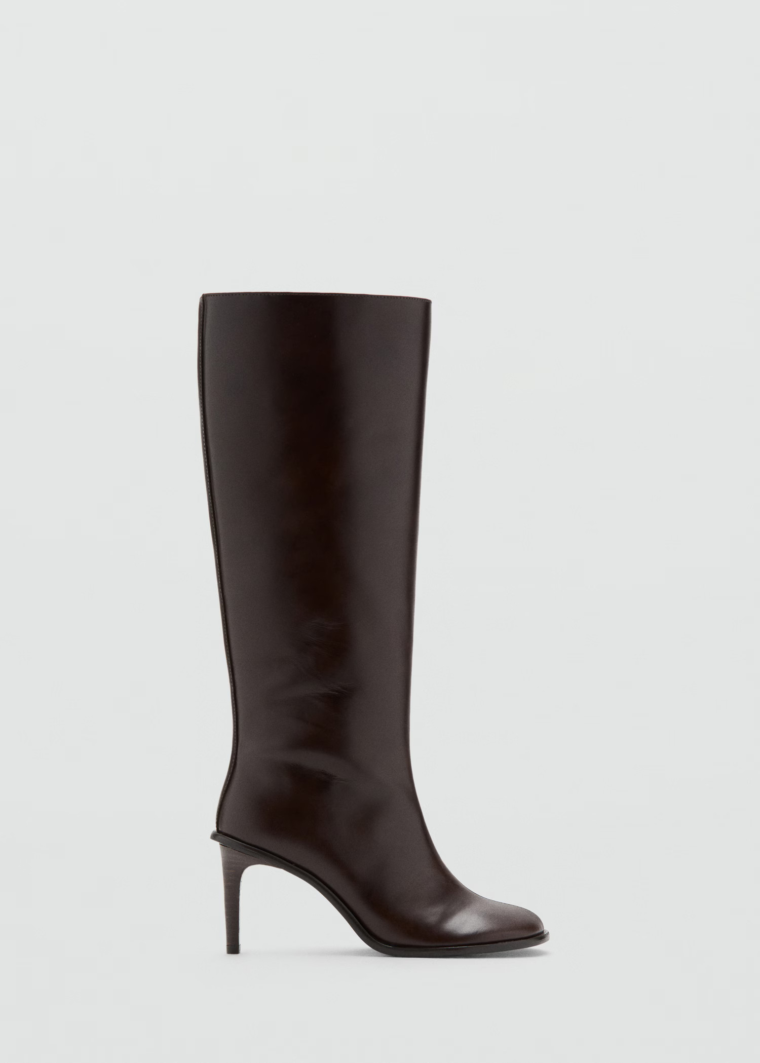 Bottes hautes talon cuir | Mango EU