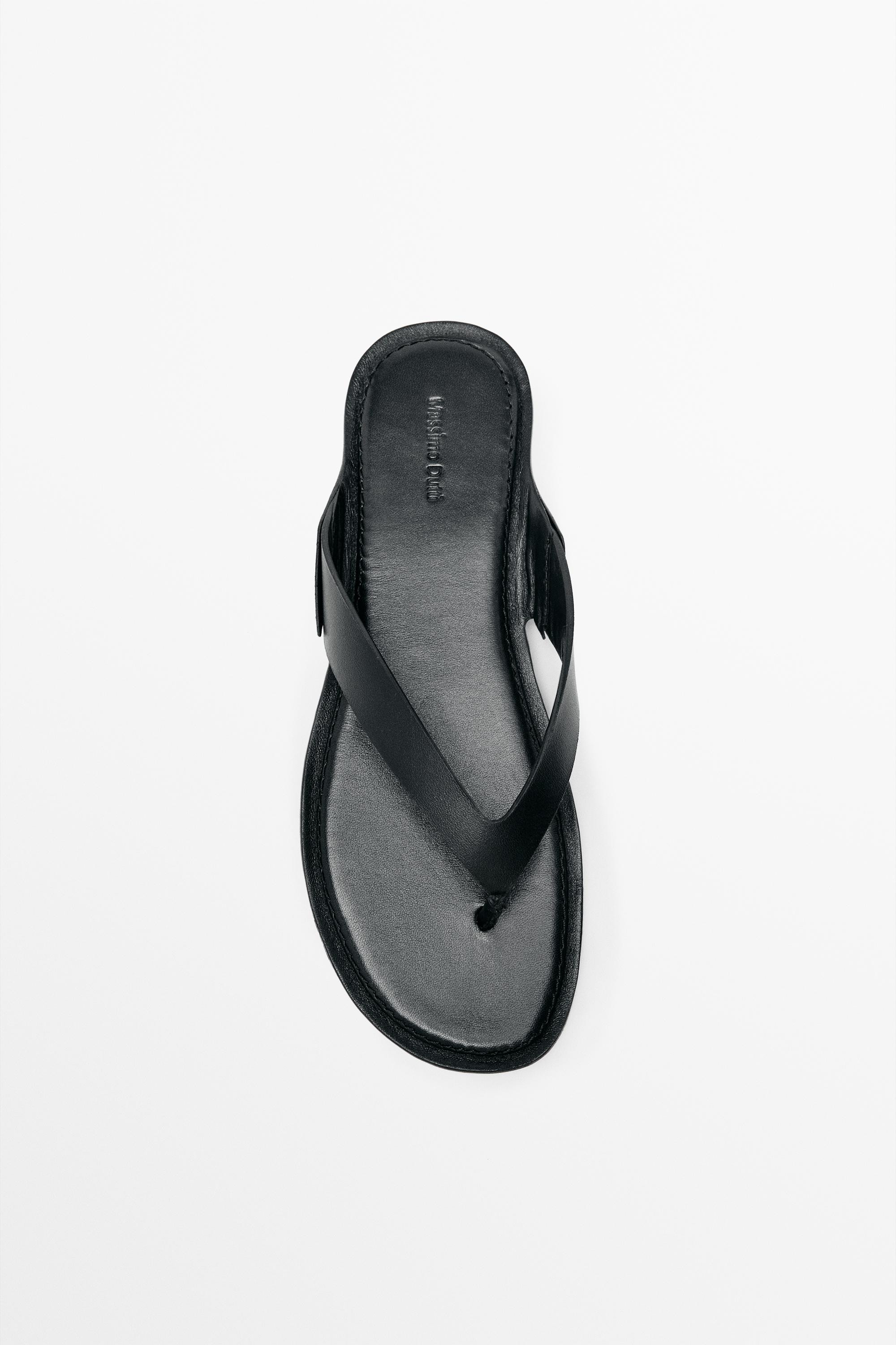 Flat leather sandals · Black · Flatâ Sandal | Massimo Dutti | Massimo Dutti US