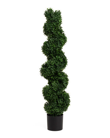 47in Uv Resistant Outdoor Spiral Boxwood Topiary | TJ Maxx