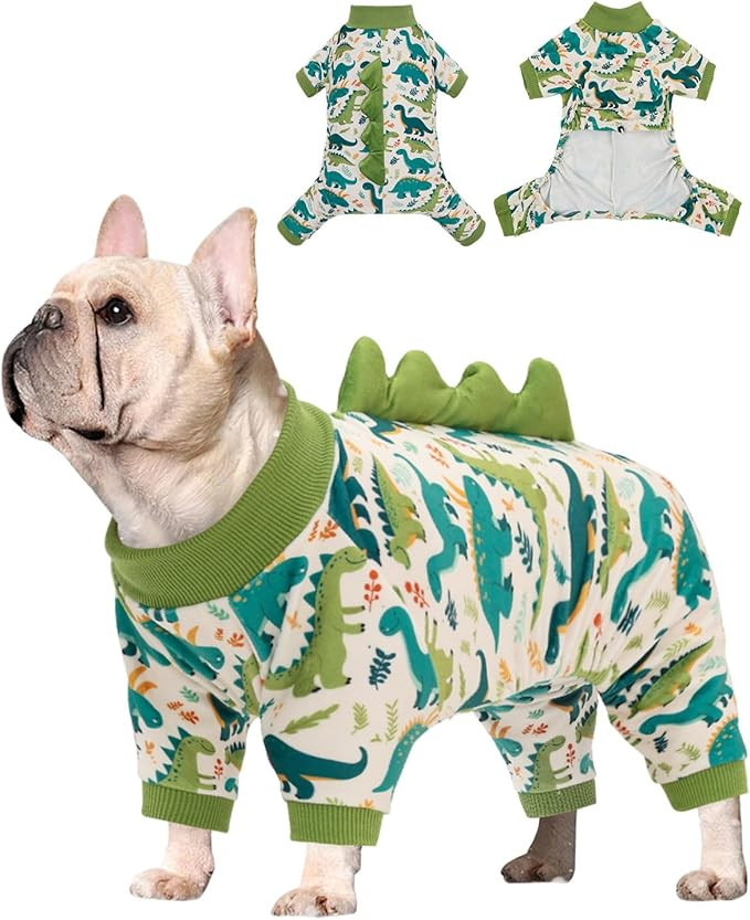 CuteBone Dinosaur Costume Dog Pajamas, Stretchy Spandex Crystal Velvet Sleepwear Coat for Small D... | Amazon (US)