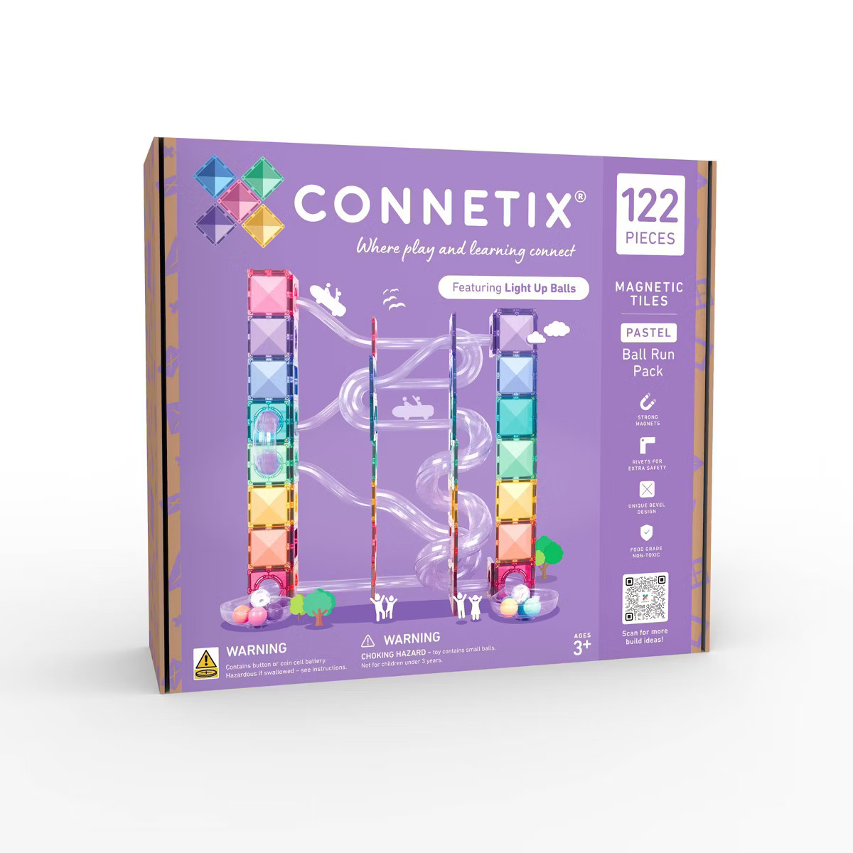 CONNETIX Magnetic Tiles Pastel Ball Run Pack Building Blocks 122pc | Target