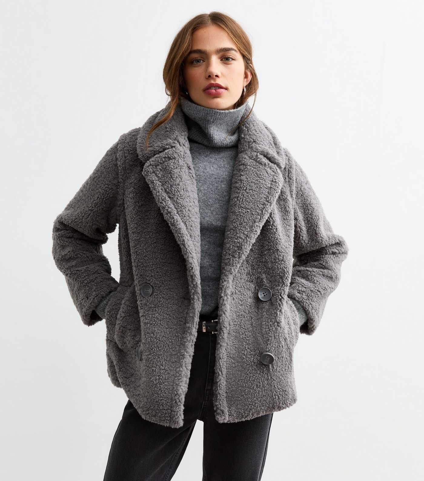Grey Short Borg Coat
						
						Add to Saved Items
						Remove from Saved Items | New Look (UK)
