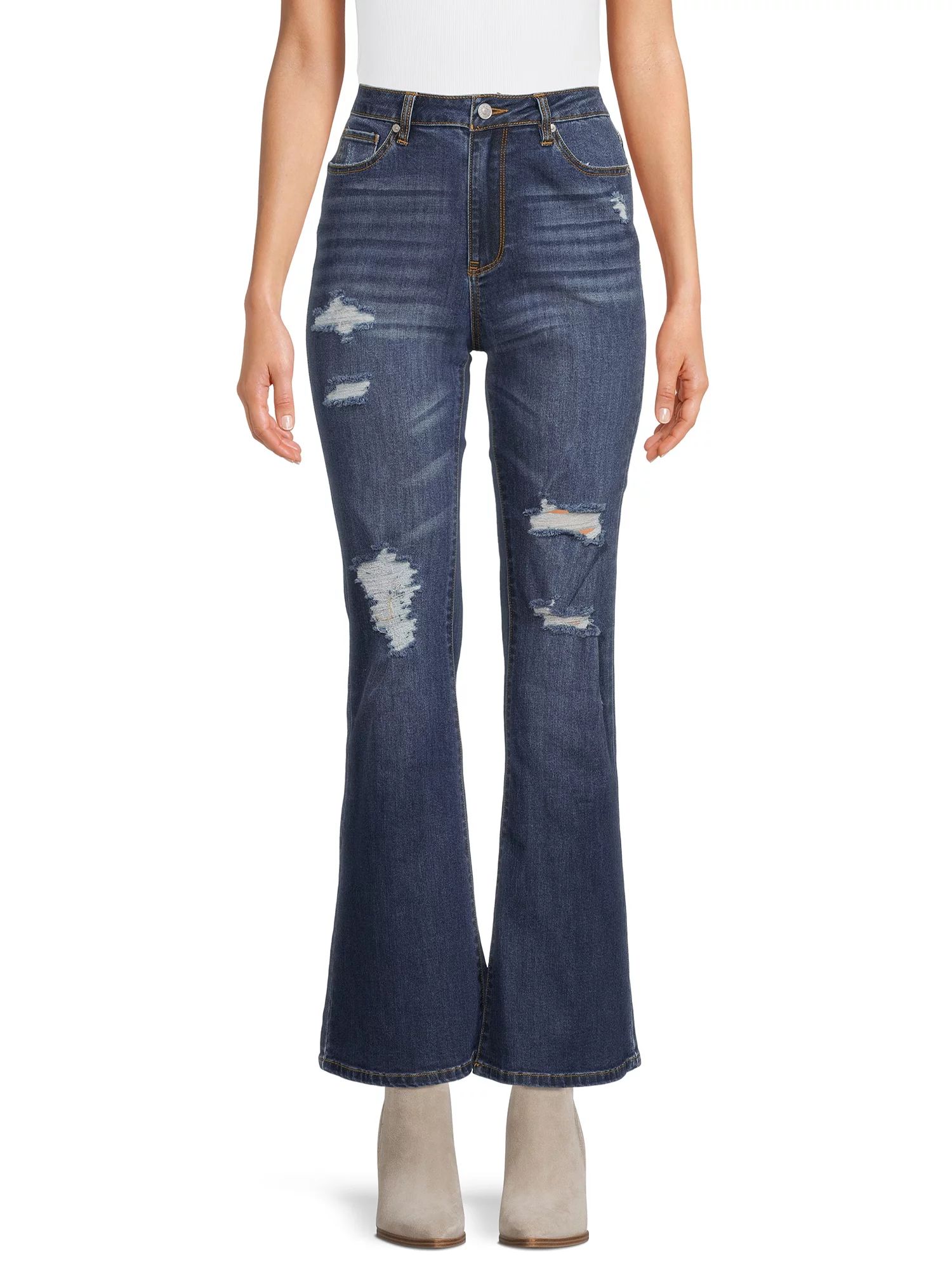 Madden NYC Juniors' Super High Rise Flare Jeans | Walmart (US)