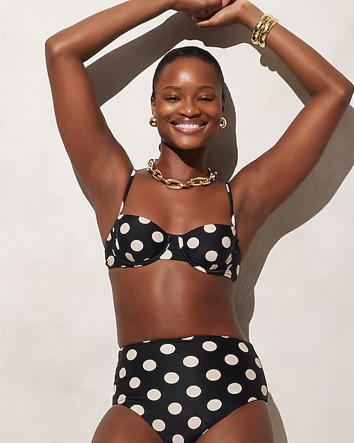 Balconette underwire bikini top in dot print | J. Crew US