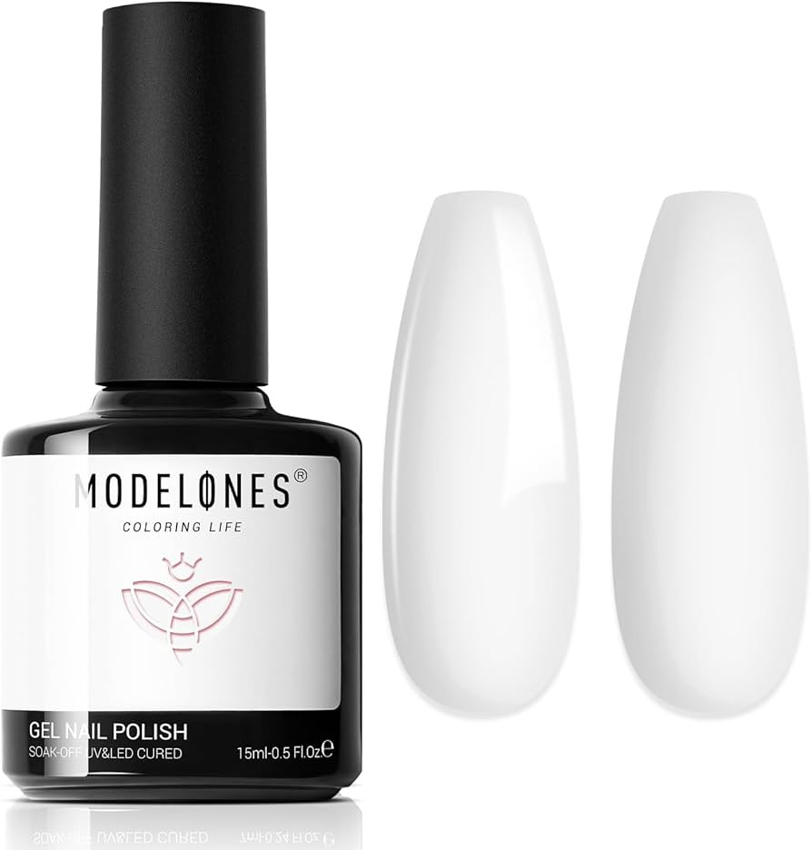 Modelones Gel Nail Polish, 1 Pcs 15 ML White Gel Nail Polish Soak Off Pastel Spring Summer Gel Po... | Amazon (US)