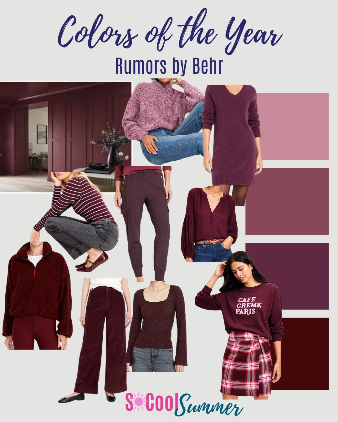 Inspired by Behr’s “Rumors” color of the year…my picks for summers.  Burgundy will continue to be big!

#hocsummer #coolsummer #lightsummer #truesummer #softsummer #pastelsummer #darksummer #brownsummer #sweetpeasummer #summerpalette #summerfinds

#LTKActive #LTKStyleTip #LTKSaleAlert
