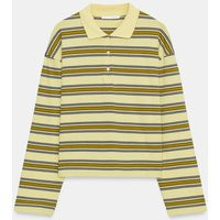 Zara - Striped Long Sleeve Polo - Yellow - S - Woman | Zara US
