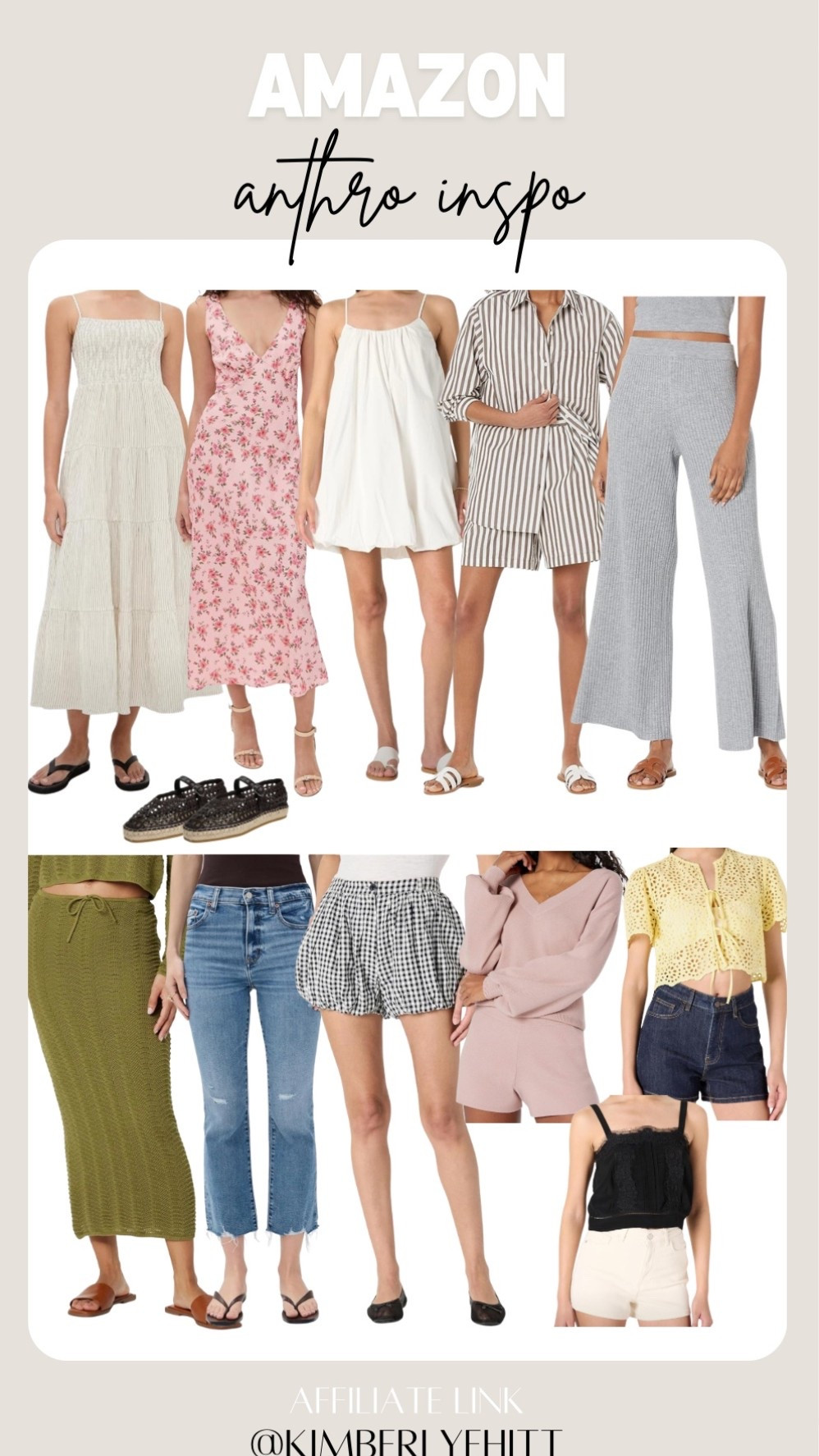 Amazon Anthro inspired! 

Maxi dress, pants, top, shorts, gingham, skirt, ballet flats, shoes 

#LTKShoeCrush #LTKFindsUnder100 #LTKStyleTip