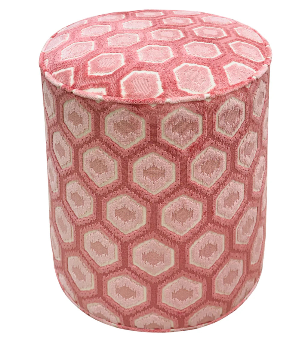 THE TIGHT ROUND OTTOMAN :: MIA CUT VELVET | LITTLE DESIGN COMPANY