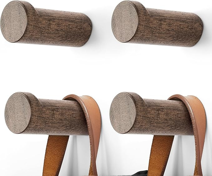 Wooden Coat Hook Wall Mounted (6 Packs) Hat Hooks, Single Coat Hat Rack Wall Mount, Wood Coat Han... | Amazon (US)