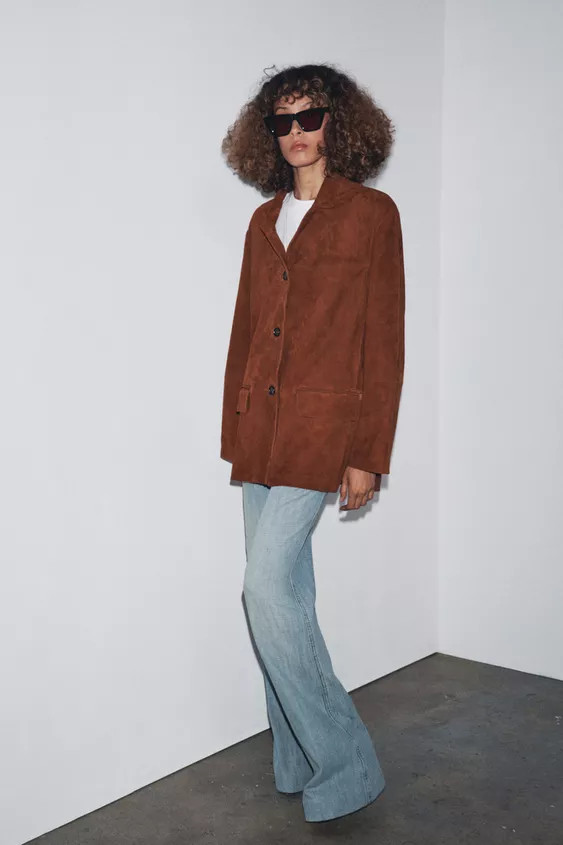 ZW COLLECTION LIMITED EDITION OVERSIZED SUEDE LEATHER BLAZER | Zara US