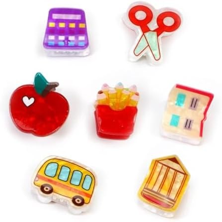 7pcs Back School Mini Hair Claw Clips Mini Pencil Bus Apple French Fries Hair Claw Clips for Girl... | Amazon (US)