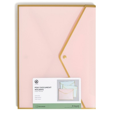 U Brands 3ct Poly Document Holders with Snap Cover Pastels | Target