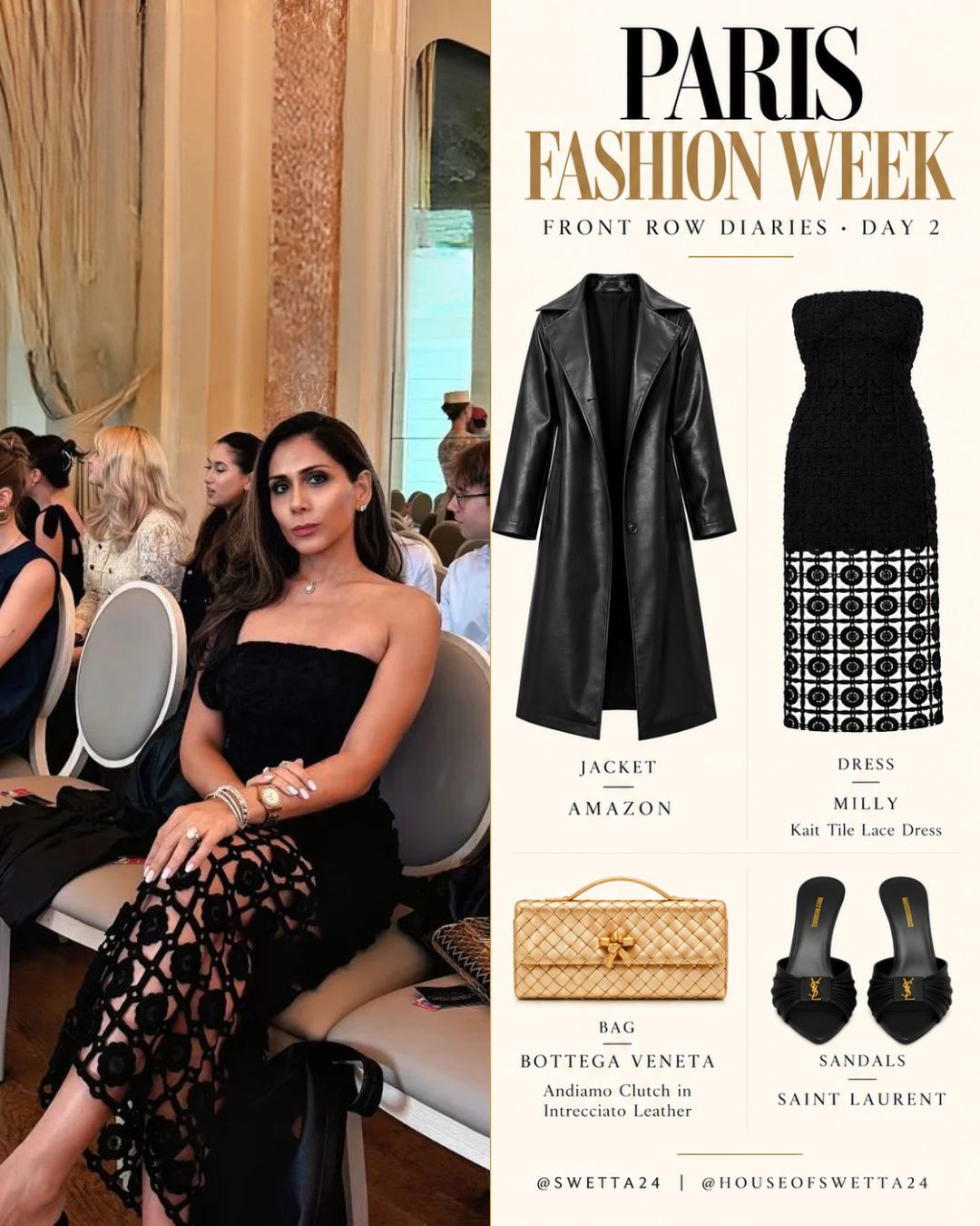 Front row in Paris 🇫🇷✨ A timeless black look for Day Two of Paris Fashion Week, featuring my Milly dress, Jason Wu jacket, Saint Laurent sandals, and Bottega Veneta bag. Elegant, effortless, and made for a front-row moment. 🤍 Shop the full look on LTK. 

 #LTKgrwm #LTKvlog