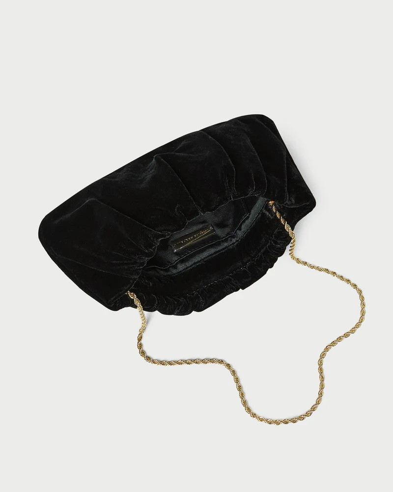 Serena Black Gathered Velvet Clutch | Loeffler Randall