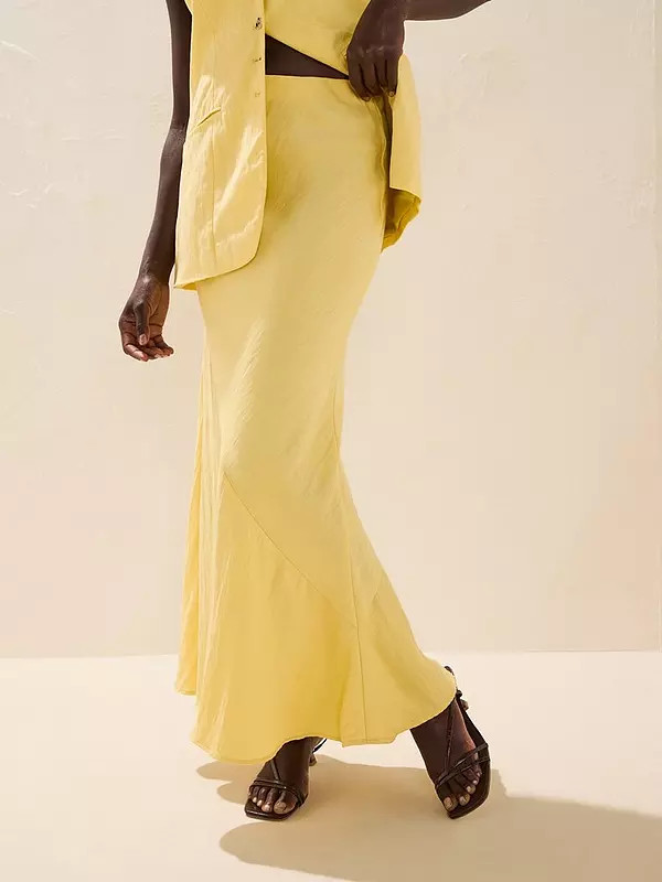 Rouge High Rise Midi Skirt - Yellow | Very (UK)