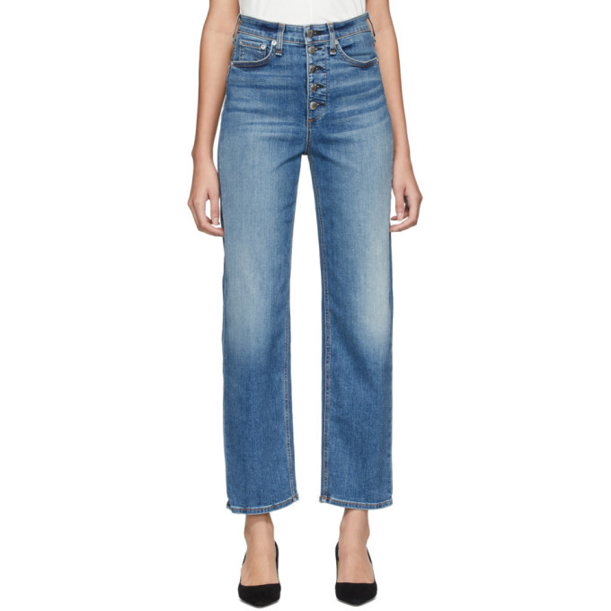 rag and bone Blue Jane Super High-Rise Cigarette Jeans | SSENSE 