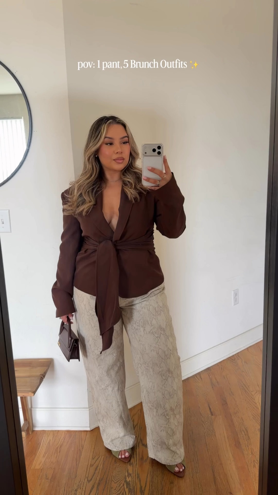 1 pant, 5 outfits🌸  Mix. Match. Never miss. ✨ 💅  sizing ⬇️ 

Pant: size 12 (runs TTS - I’m a 10/12 and these fit me amazing no constraints) 
Brown Blazer: 10
Pink Blazer: 10
Sage Satin Top: 10 
Peach Lace Top: 10 
Denim: oldie from Zara - similar option linked 

#LTKSpringSale #LTKSeasonal #LTKMidsize