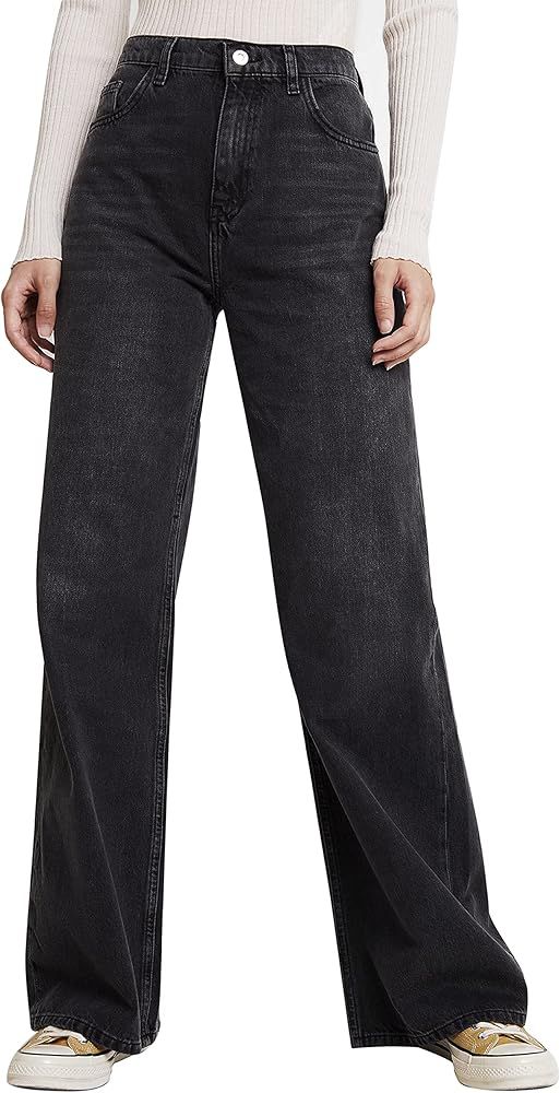 Genleck Black Baggy Jeans for Women High Waisted 90s Y2K Teen Girls Boyfriend Denim Pants Trouser... | Amazon (US)