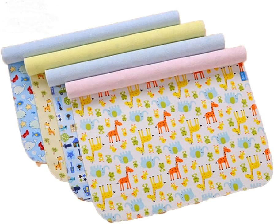 4pcs Pack Baby Infant Waterproof Cotton Changing Pads Washable Resuable Diapers Liners Mats (4pcs... | Amazon (US)