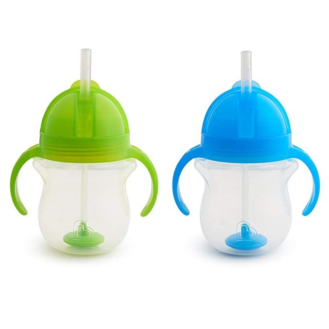 Munchkin Click Lock Weighted Straw Cup, 7 Ounce, Blue/Green, Pack of 2 | Amazon (US)