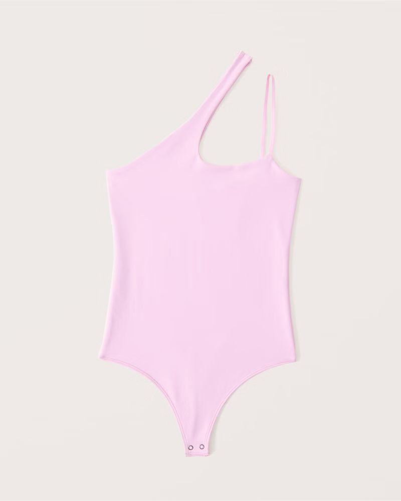 Abercrombie & Fitch Women's Asymmetrical One-Shoulder Seamless Fabric Bodysuit in Pink-Purple - Size | Abercrombie & Fitch (US)