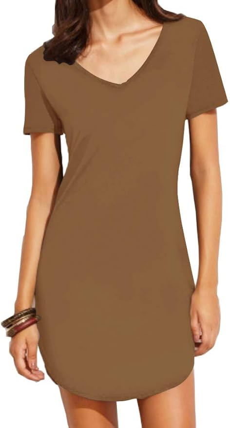 Haola Women's Summer Short Sleeve Slim Fit Shirts Mini Dresses Floral Print Juniors Dress Top | Amazon (US)
