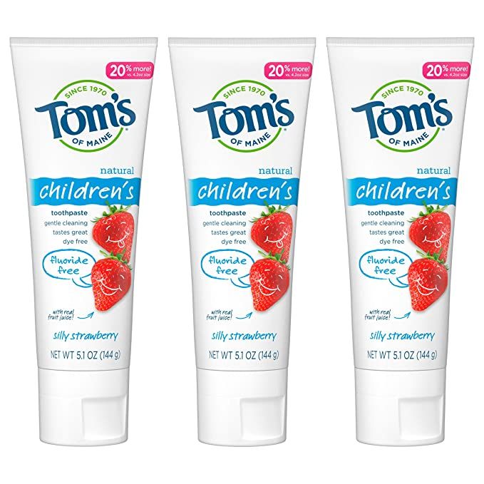 Tom's of Maine Natural Kid's Fluoride Free Toothpaste, Silly Strawberry, 5.1 oz. 3-Pack (back in ... | Amazon (US)