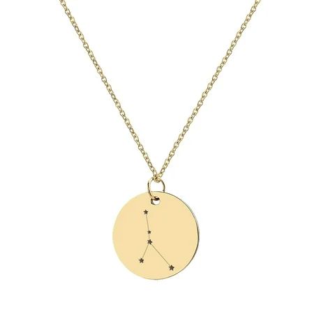 Round Cancer Gold Zodiac Sign Necklace Constellation Zodiac Coin Necklace Stainless Steel Horoscope  | Walmart (US)