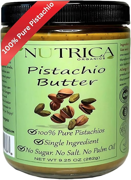 100% Pure Pistachio Butter, Single Ingredient, No Salt, No Sugar, No Palm Oil, No Additives, Vega... | Amazon (US)