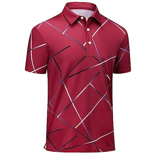 Golf Shirt Men Polo Dry Fit Short Sleeve Moisture Wicking Magenta Red XXL | Amazon (US)