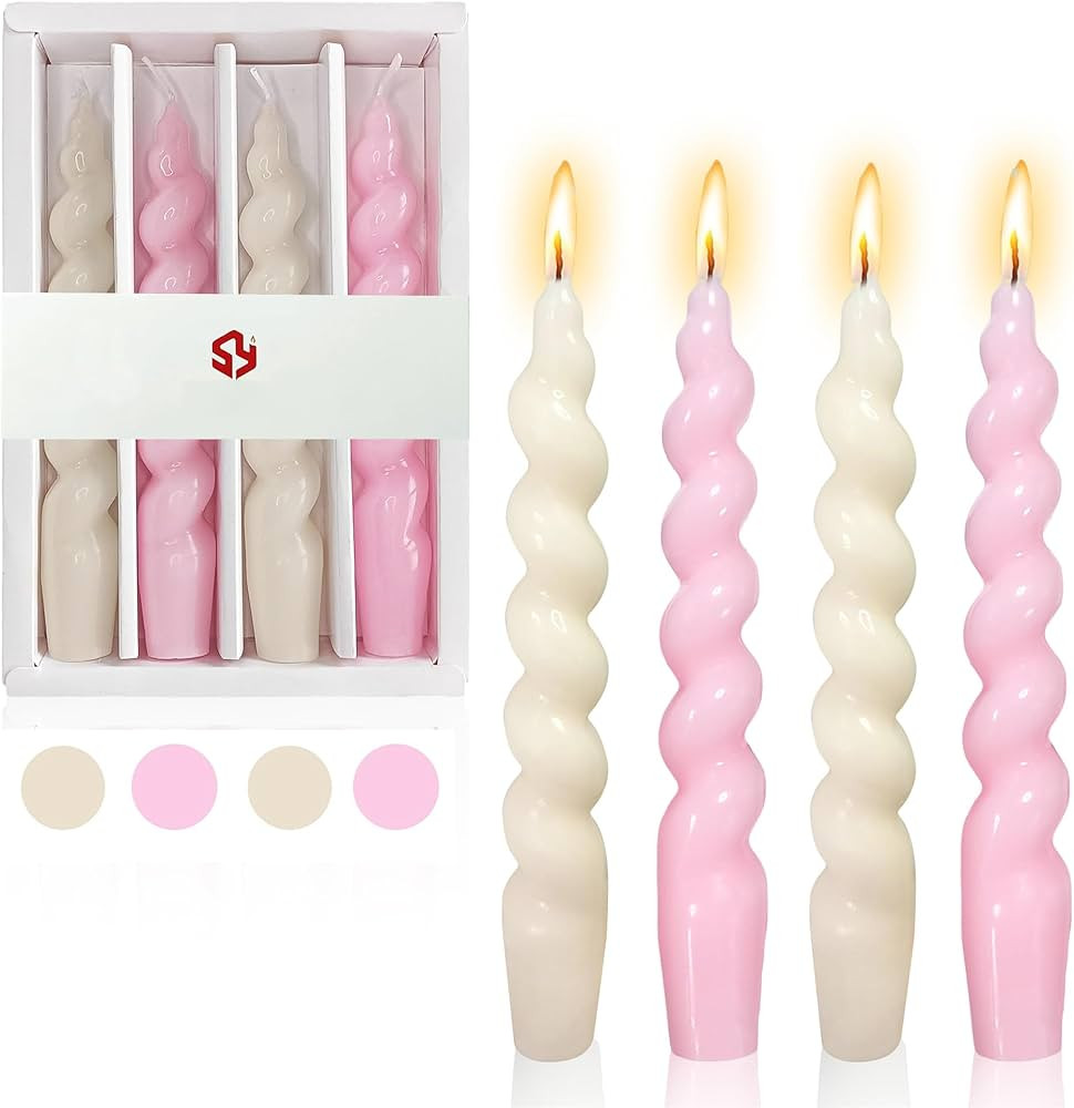 Amazon.com: Gedengni Taper Candle White Candle Sticks,4pcs Short Candle Sticks 7 inch Pink Tapere... | Amazon (US)