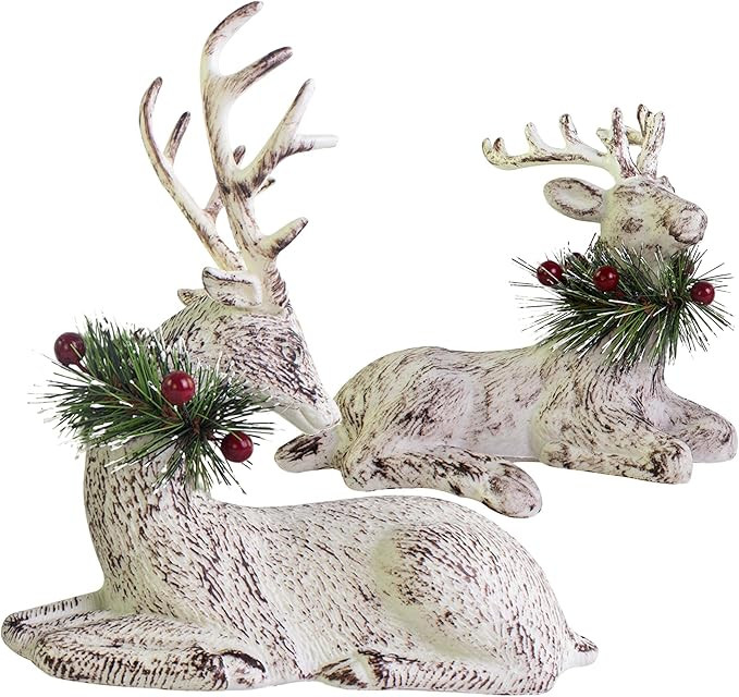 Chrisatmas Reindeer, Sitting Reindeer Deer Tabletop Holiday Figurine Christmas Decorative Glitter... | Amazon (US)