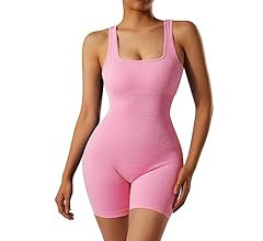 OMKAGI Women Seamless One Piece Jumpsuits Racerback Bodycon Tummy Control Yoga Rompers | Amazon (US)