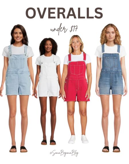 Cute shorts overalls in white, blue, and red denim! 

#LTKStyleTip #LTKFindsUnder50 #LTKFindsUnder100
