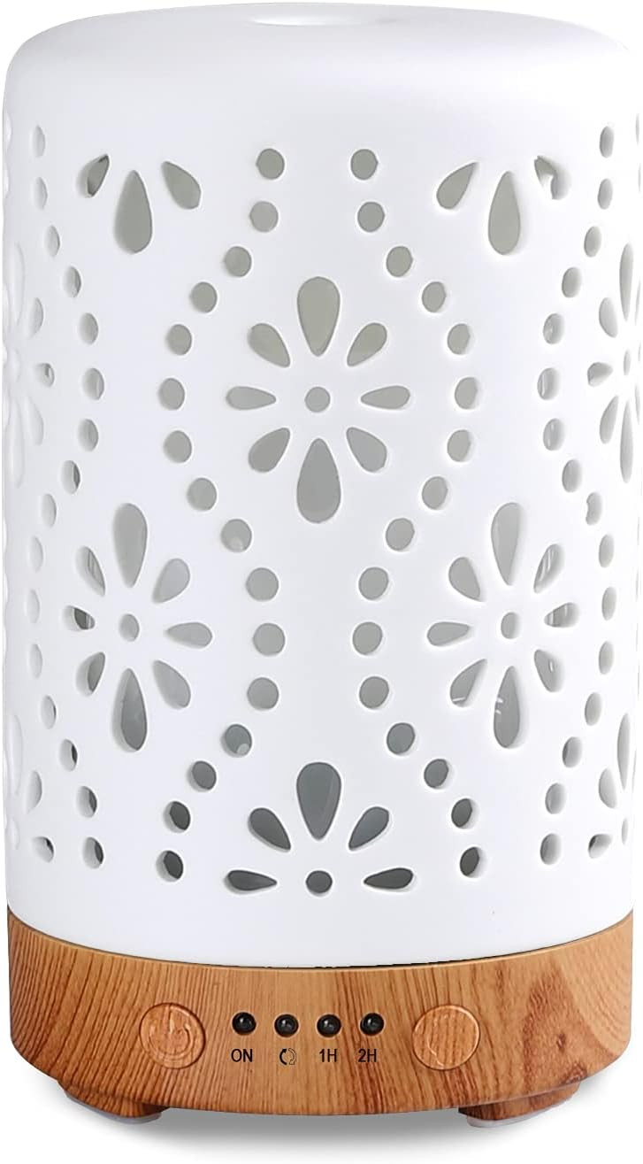 Essential Oil Diffuser, White Ceramic Aroma Diffuser, Aromatherapy Diffuser with Timers and Inter... | Amazon (US)